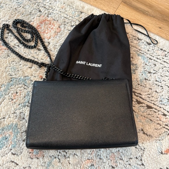 Saint Laurent Kate Small YSL Crossbody Bag In Grained Leather Black On Black - Picture 8 of 15